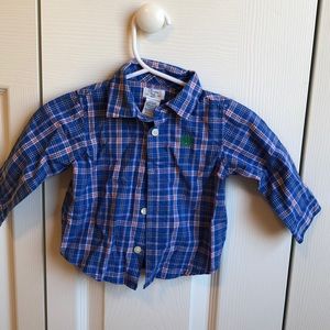 Blue/orange plaid long sleeve button up shirt